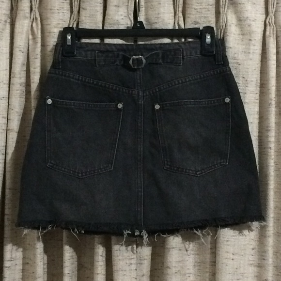 Free People Rugged A-Line Raw Hem Denim Mini Skirt - Picture 6 of 8